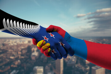 Shaking hands New Zealand and_Mongolia