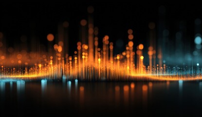 Abstract digital landscape with vibrant orange and teal light patterns