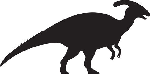 black parasaurolophus dinosaur silhouette vector ai eps jpeg png prehistoric profile illustration museum education