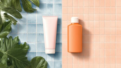 Cosmetic products on tiled surface