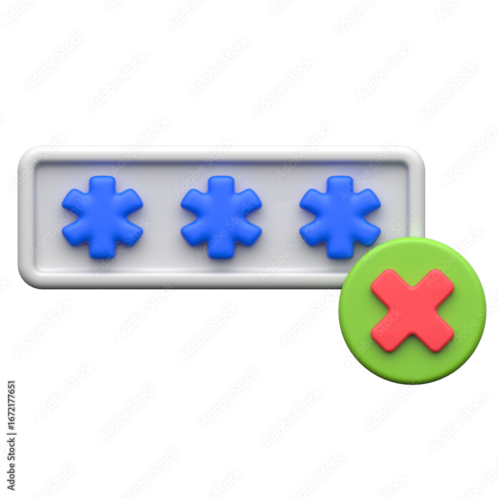 Poster wrong password 3d icon on transparent background