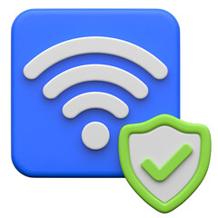 Wifi Protection 3D icon on transparent background