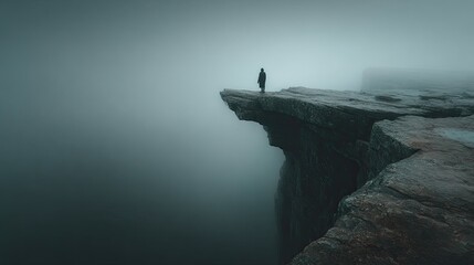 Misty clifftop figure