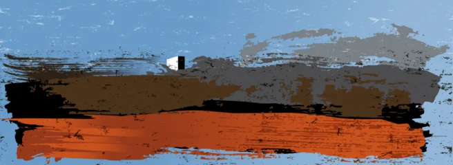 Fotobehang Abstract met Penseelstreken abstract background, with paint strokes, splashes and geometric lines  © Kirsten Hinte