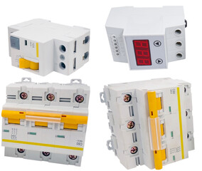 Automatic circuit breaker isolated on white