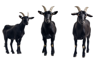 Black goat collection on white background,png