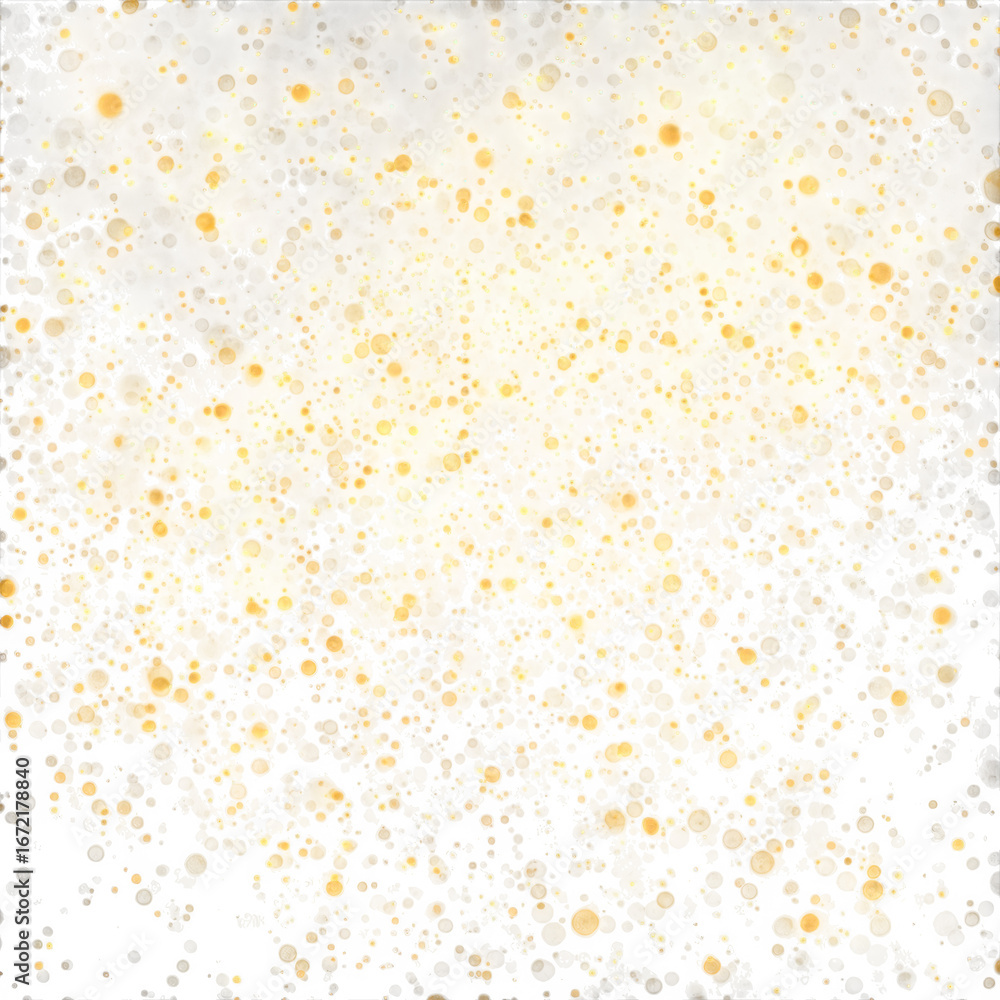 Poster abstract background with scattered golden and white dots, isolated on transparent background