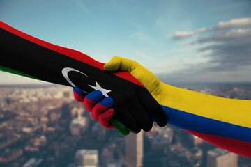Shaking hands Libya and Colombia