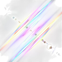 Abstract rainbow light streaks and bokeh effect isolated on transparent background