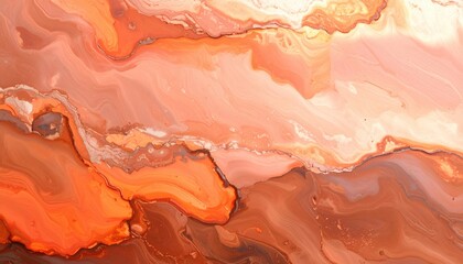 Abstract Fluid Art with Orange, Brown, and White Swirls