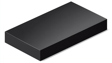 Naklejka premium Isometric Dark Rectangular Prism Isolated on White, Clean Product Display Background for Mockups and Presentations.