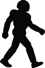 Illustrator Vector Football Player Walking Forward Black and White silhouette