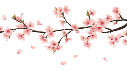 Obraz premium Cherry blossom branch with blooming Sakura. Realistic watercolor cherry flower
