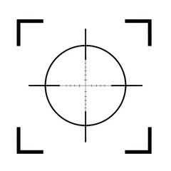 Crosshair target reticle with measurement markings, isolated on transparent background