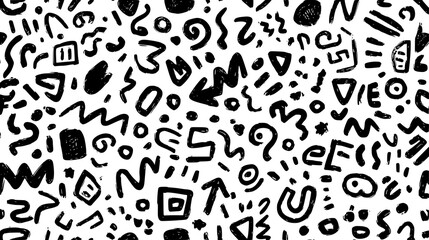 Chaotic black and white doodle pattern