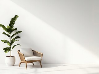 Lightfilled highend interior with elegant furnishing and natural materials