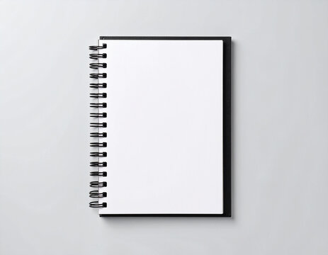 Blank spiral notebook mockup on a light gray background