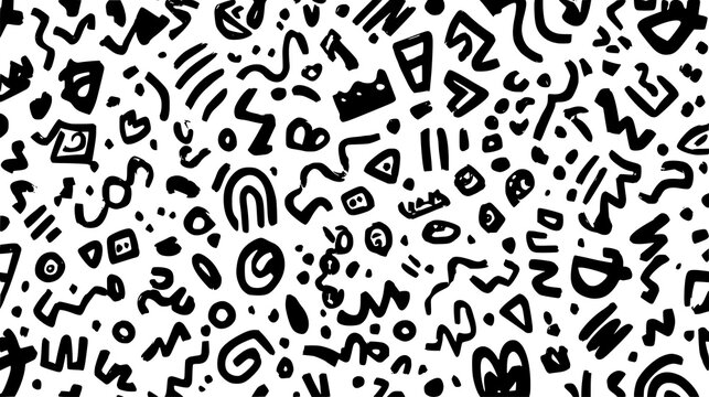 Abstract black and white doodle pattern