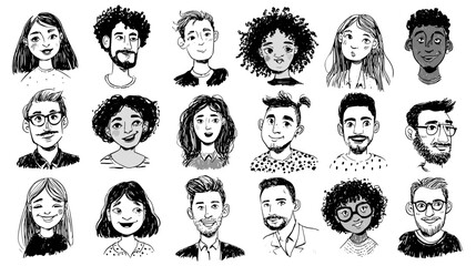 Diverse Illustrated Portraits Collection
