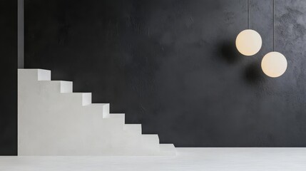 Monochrome luxury space with refined textures and designer lighting