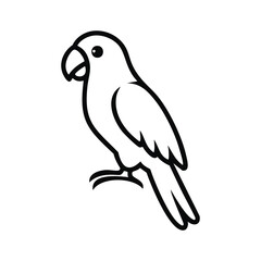 Black outline of a parrot perched bird black and white