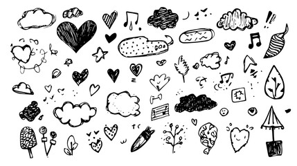 Fototapeta premium Hand-drawn doodles collection in black and white