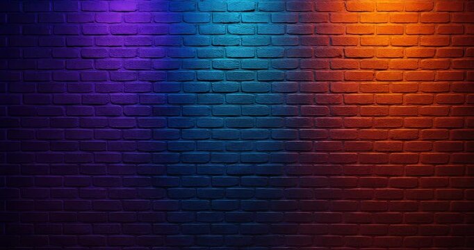 brick wall with colorful moving lights, street graffiti urban hip hop music style. seamless loop video