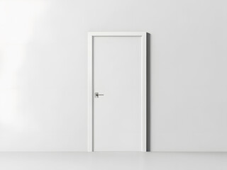 White door mock up isolated on white background, copy space