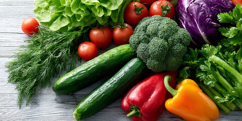 Colorful assortment of fresh vegetables arranged on a wooden surface showcasing healthy eating habits and culinary possibilities