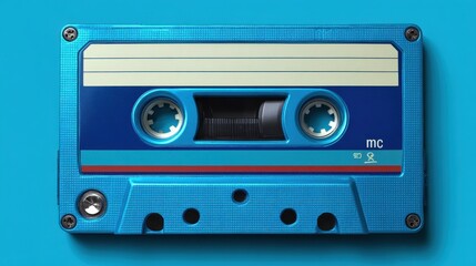 Obraz premium Demo Blue. Audio Cassette Tape Background in Deep Blue Hues