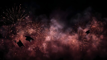 Vibrant fireworks display celebrating academic achievement