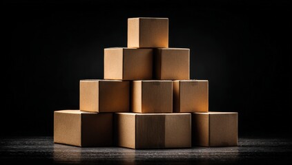 Stacked cardboard boxes pyramid