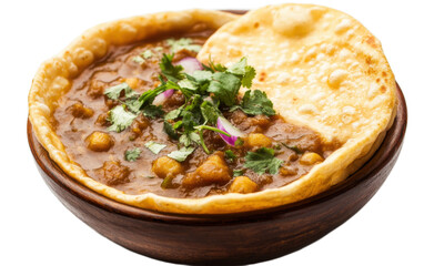 Chole bhature on white background,png