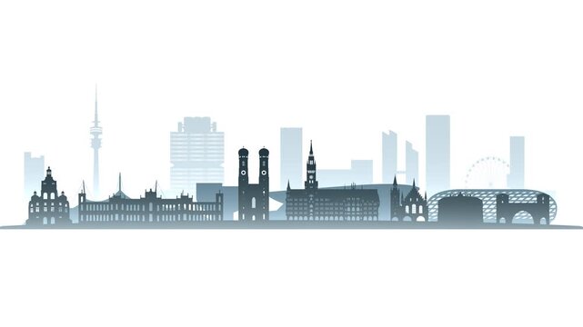 Munich city skyline parallax effect animation