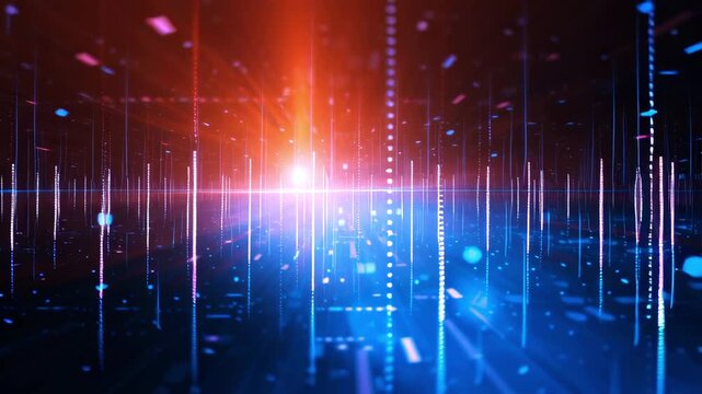 Tech-inspired abstract background of data patterns, gradients, and light effects