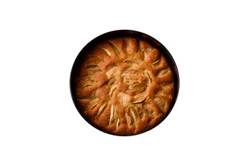 Apple or pear sweet pie for Halloween, hot baking in autumn. Apple pie