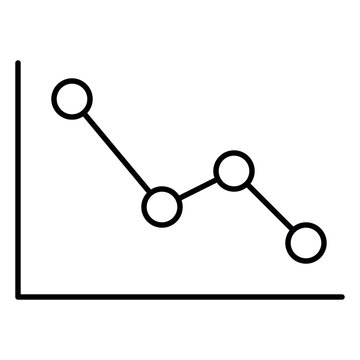 A simple line chart illustrates a decreasing trend with distinct dot markers representing data points. The design emphasizes the shift in values over time and aids in visualizing performance.