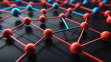 Vibrant molecular structure against a dark background displaying intricate scientific design