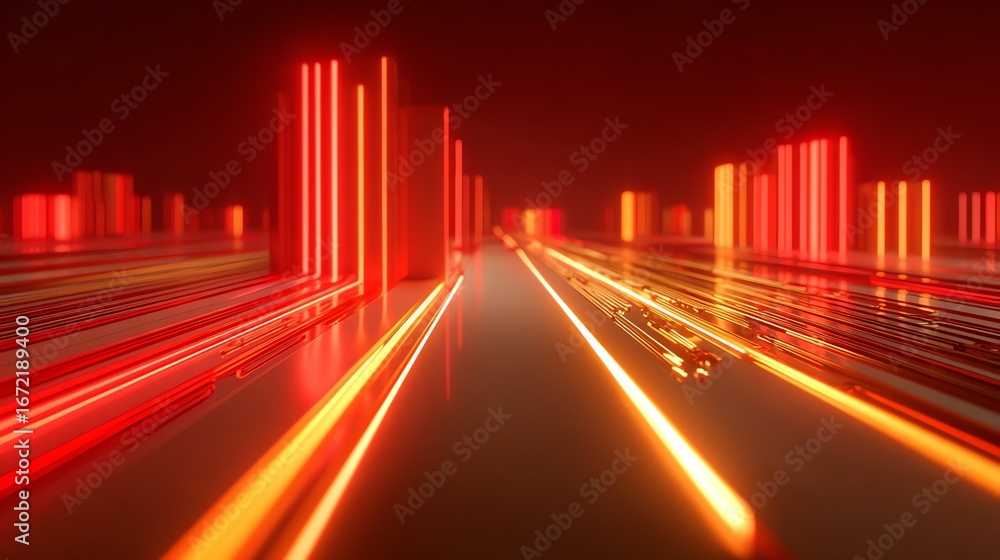 Poster a vibrant digital landscape unfolds with glowing linear forms, creating a sense of depth and futuris