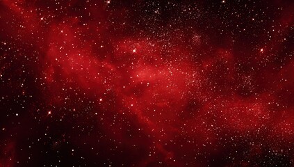 Deep red nebula with scattered stars