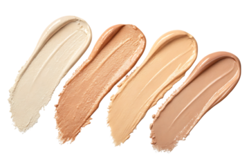 Foundation swatches: makeup cream texture samples on transparent background