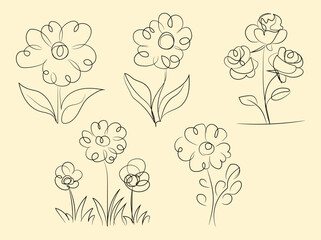 Fototapeta premium A seamless vector pattern with vintage floral elements, illustrations of roses, leaves, and other delicate plants