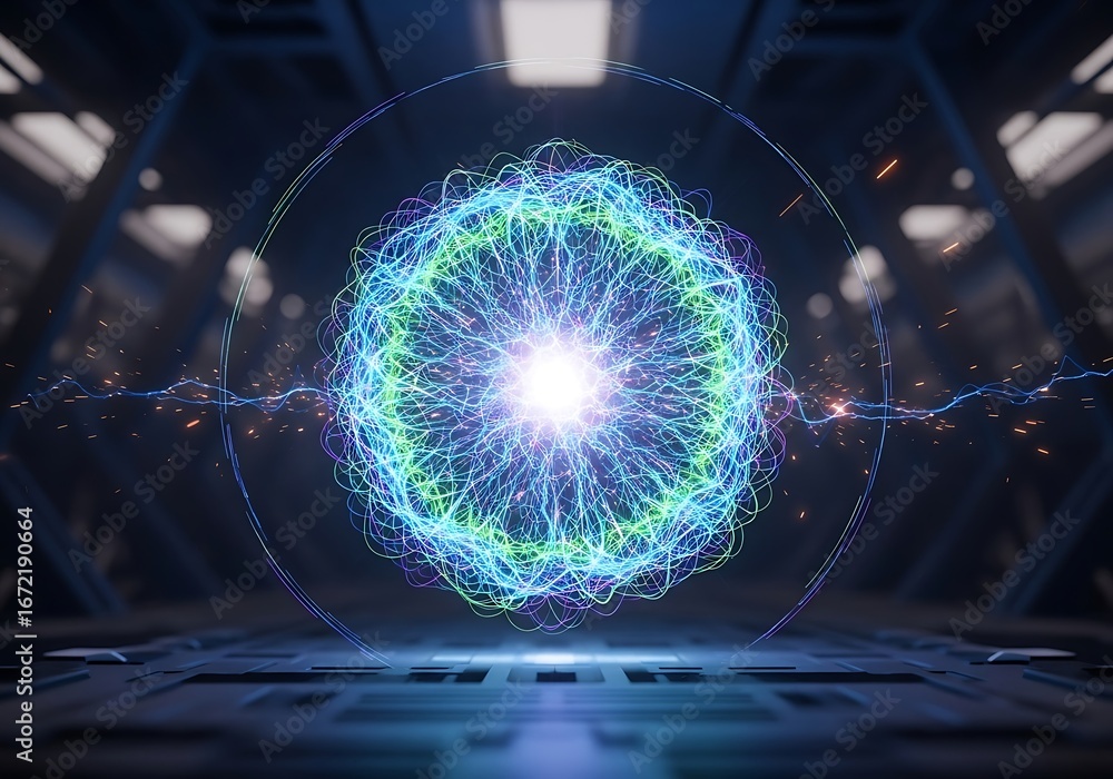 Poster futuristic energy core glowing in a high-tech environment creates a powerful visual statement