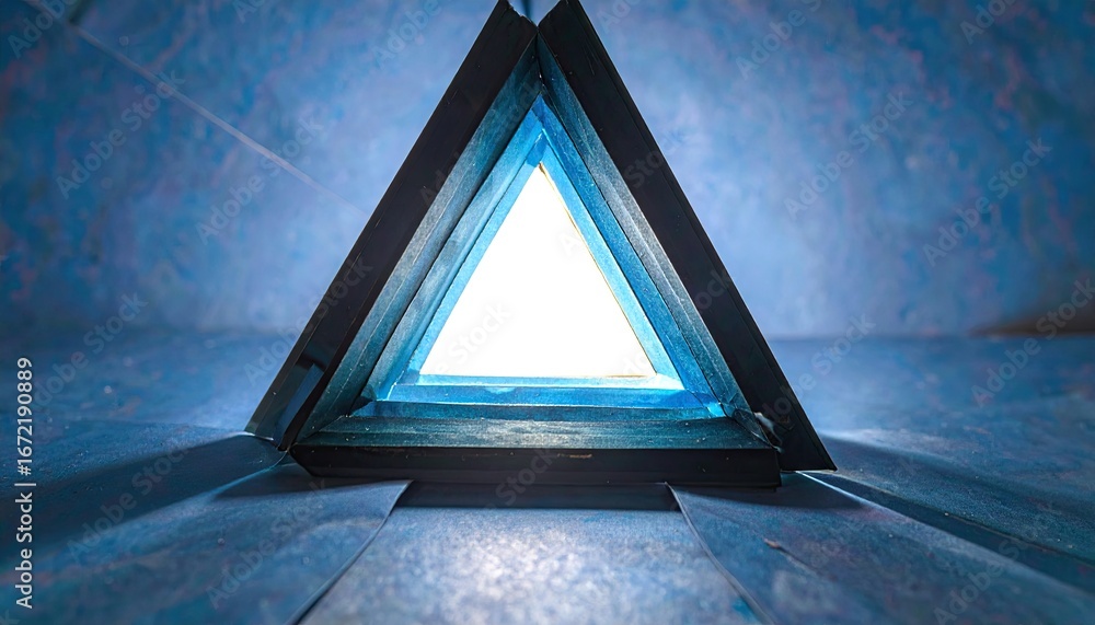 Poster nested blue gradient triangles abstract geometric pattern
