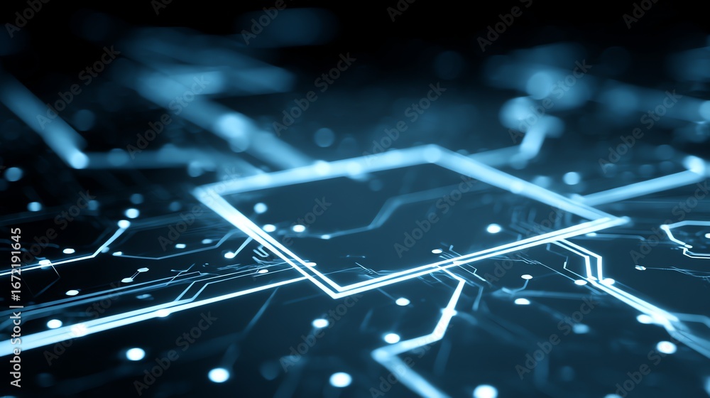 Fototapete an abstract visualization depicts a complex network of illuminated circuitry, suggesting interconnec