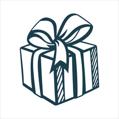 Hand-Drawn Gift Box with Ribbon Illustration Boxing Day Observed by Some Gift box with a ribbon crisp folded lines