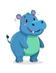 Naklejka premium Cute blue hippo cartoon (1)