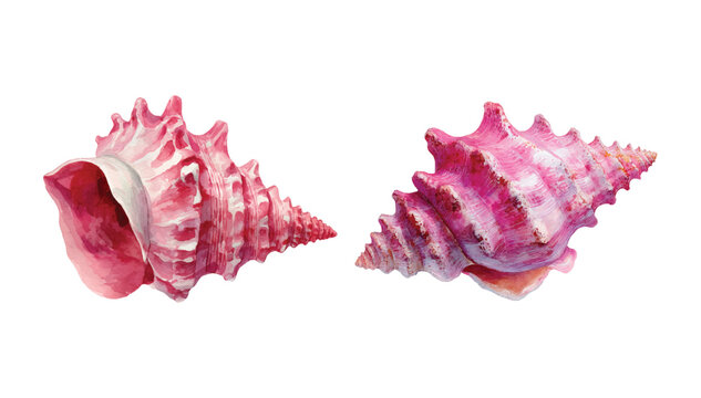 Watercolor Seashells Illustration Set Tropical Ocean Beach Theme Artistic Marine Life Collection Hand Painted Shells Isolated on Transparent Background