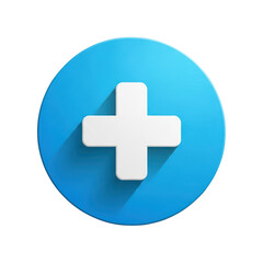 Obraz premium White plus sign on blue circle isolated on transparent background