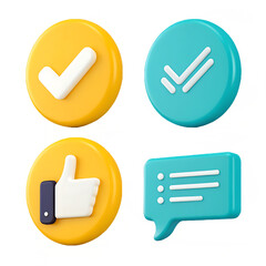 Four social media icons isolated on transparent background